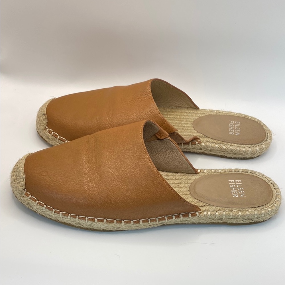 Eileen Fisher leather Espadrille Mules Size 8 1/2 - Picture 2 of 5
